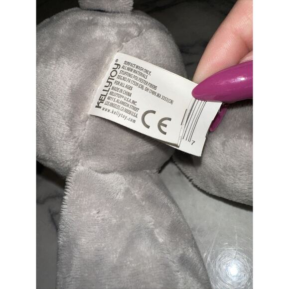 Kellytoy Baby Plush Soft Bunny Rabbit Crinkle Rattle Toy Clip Gray & Pink 10" - Picture 7 of 7